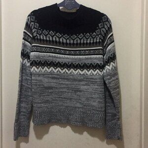 Abound Women Sweater Black Grey M Stripes Classic Style